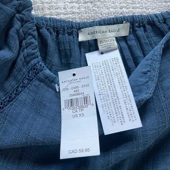 American Eagle Puff Sleeve Babydoll Cotton Dress - Picture 3 of 7